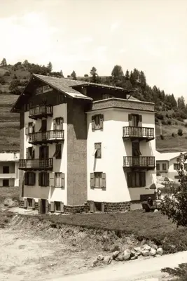a black and white photo of a building at Hotel Ciampian in Moena