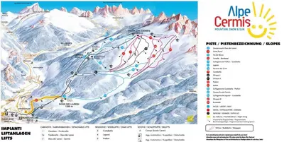 a map of a mountain range with snow at CASA GILDA Val di Fiemme - Dolomiti in Cavalese
