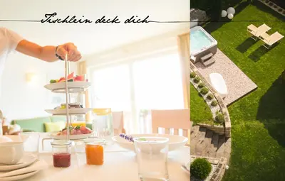 a table with a plate of food and a person serving food at Apartmenthotel Ritterhof Suites & Breakfast in Schenna