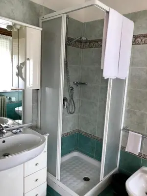 a bathroom with a shower and a sink at Stella Alpina in Voltago