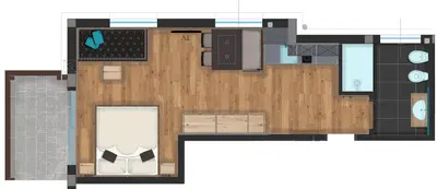 a floor plan of a bedroom and a living room at Hotel Wolf in Selva di Val Gardena