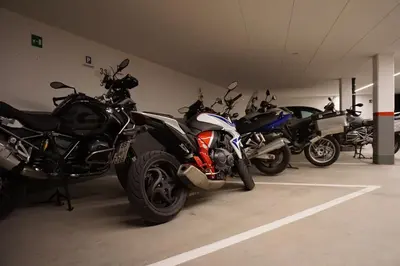 a group of motorcycles parked in a garage at La Palsa in La Valle