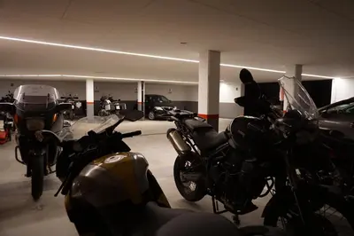 a group of motorcycles parked in a garage at La Palsa in La Valle