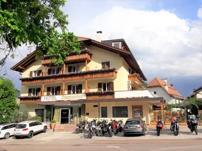 a group of motorcycles parked in front of a hotel at Hotel Stamserhof in Andrian