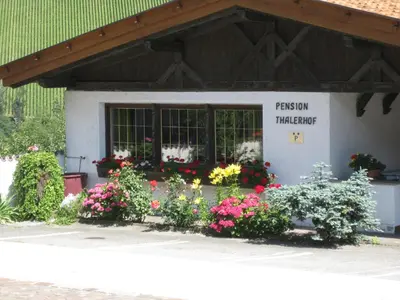 a flower shop with flowers in front of it at Pension Thalerhof in Rifiano