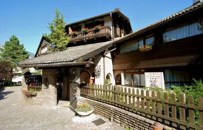 a large house on top of a hill with trees at Park Hotel Villa Trunka Lunka in Cavalese