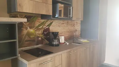 a kitchen with a counter top with a blender at Aparthotel Malga in Caldaro