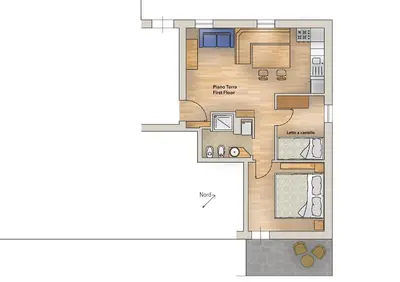 a drawing of a floor plan of a house at Cësa Valeria e Cësa Giulio in Campitello di Fassa