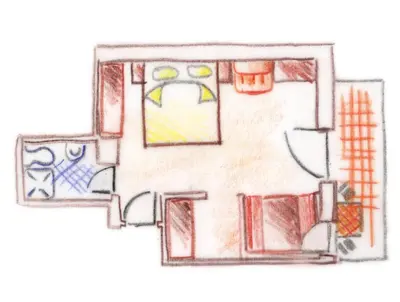 a drawing of a floor plan of a house at Panoramapension Etschblick in Meltina