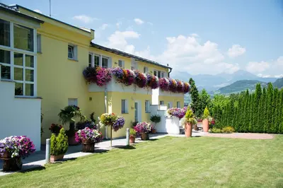 an aerial view of a house in a vineyard at Gartenhof in Bressanone