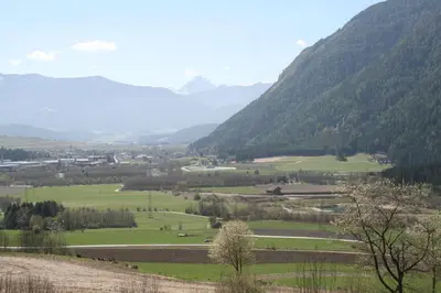 a view of a valley with mountains in the background at Bio Felderhof in Villa Ottone