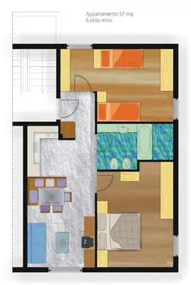 a drawing of a floor plan of a house at Residence Lagorai - Fiemme Holidays in Predazzo
