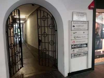 an entrance to a building with two iron gates at City Apartment 221 in Merano