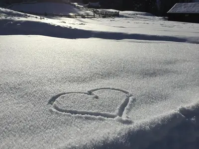 a heart drawn in the snow at Residence Ciasa Dl Mone in Colfosco