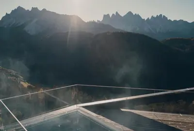 a viewing deck of a cruise ship in the mountains at Forestis Dolomites in Bressanone