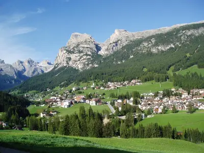 a small town in a valley with mountains at Casa Zilli in La Villa