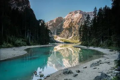 a river in the middle of a mountain at NoveCase Smart Holidays - Gasthof Neunhaeusern in Rasùn di Sotto