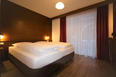 a bedroom with a large bed and a window at Pera Ciaslat in Colfosco