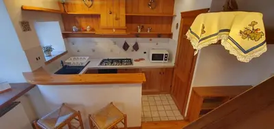 a bathroom with a sink and a toilet and a mirror at Rustico nelle Dolomiti in Val di Zoldo