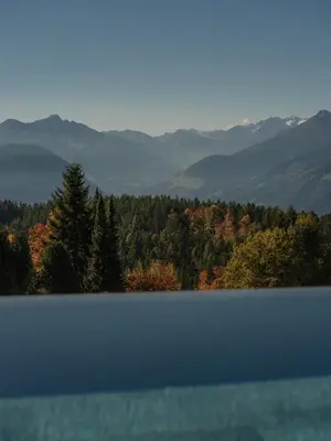a view of a lake with mountains in the background at Chalet Mirabell in Avelengo