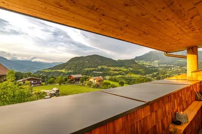 a view from the balcony of a house with mountains at Mesnerhof my Paradise in Fiè