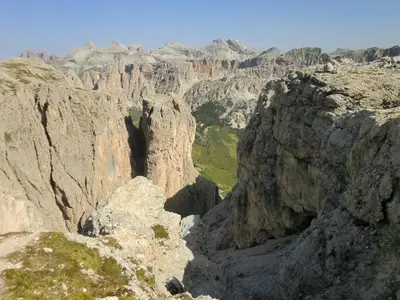 a view of a rocky mountain with a green valley at Nature Residence Telfnerhof in Laion