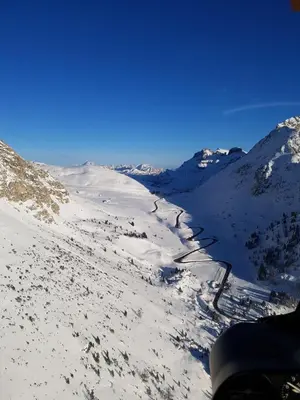 a view of a snow covered mountain with a valley at Boutique Hotel Villa Blu Cortina D'Ampezzo in Cortina dʼAmpezzo