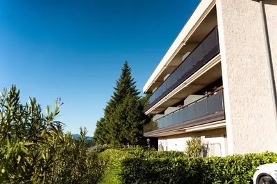 a building with a tree in front of it at Residence Tannhof in Caldaro