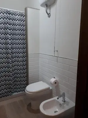 a bathroom with a toilet and a sink and a shower at La casa di Cì-CÌ in Merano