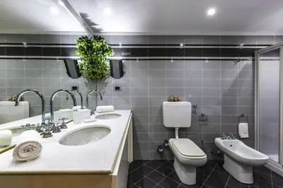 a bathroom with a sink and a toilet at EDO in Campitello di Fassa