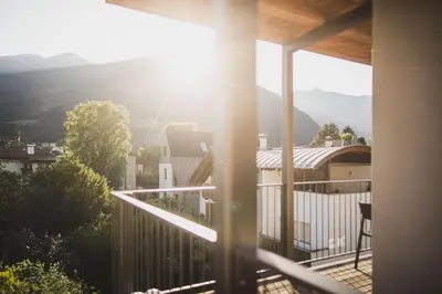 a view from the balcony of a house at Residence Nives in Bressanone