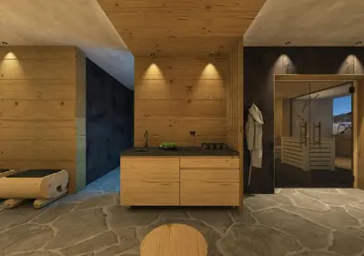 a bathroom with a sink and a mirror at Waidacherhof Apartments in Braies