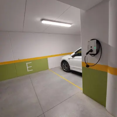 a car is parked in a parking garage at Residence Stefansdorf in Brunico