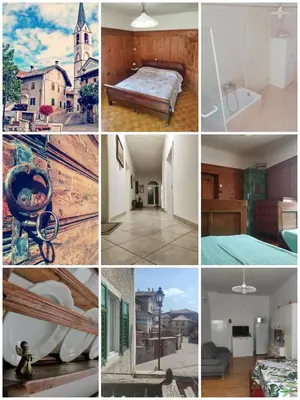 a collage of different pictures of a church at Da Rinota in Alta Val di Non in Malosco