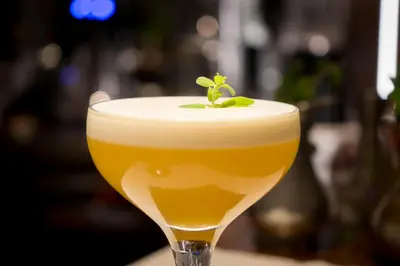 a drink with a small plant on top of it at Hotel Starkenberg in Schenna