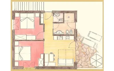 a drawing of a floor plan of aominium at Apartments Elisir in Castelrotto