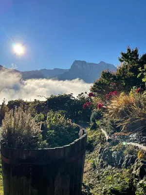 a view of a mountain with clouds in the sky at Gasserhof in Barbiano