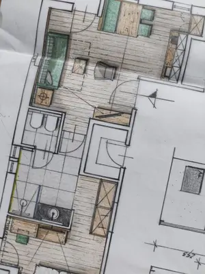 a drawing of a floor plan of a house at Die Sonne in Kaltern in Caldaro