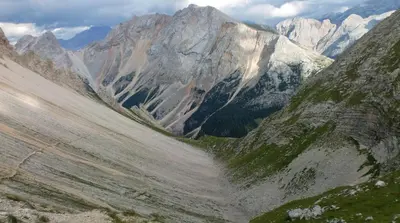 a view of a mountain range with mountains at Ciasa Raut in La Valle