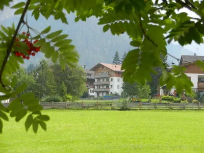 a house in a field with green grass and trees at Ciasa Isidor in San Vigilio Di Marebbe