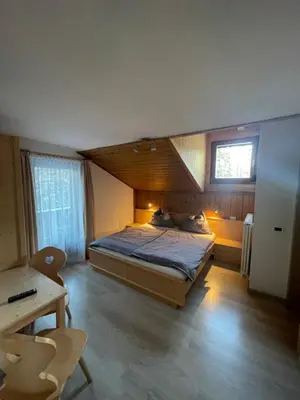 a bedroom with a bed in a room with a window at Lamirì in Badia