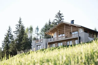 a house on the side of a hill at Alpinus Agriturism in San Martino in Badia