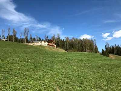 a house on top of a hill in a field at Alpinus Agriturism in San Martino in Badia