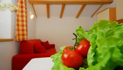 a pile of tomatoes sitting on a table in a room at Urthalerhof in Castelrotto