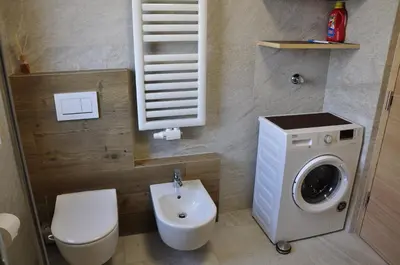a bathroom with a toilet sink and a washing machine at Chalet Schwarzenstein in Campo Tures