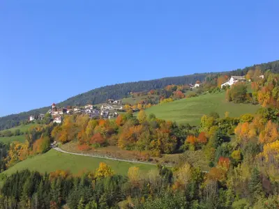 a winding road on a hill with fall foliage at Sonnleitn in Laion
