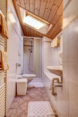 a bathroom with a toilet and a sink and a shower at Unterdornerhof in Lagundo