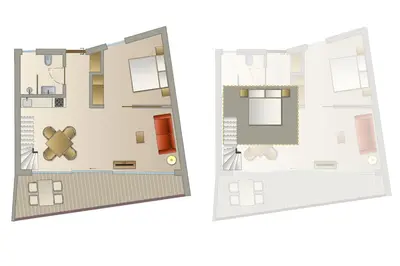 a floor plan and aometric view of a condo at Papstlhof in Caldaro