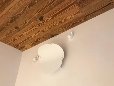 a white toilet on a wall with a wooden ceiling at Grizzly Haus & Frosch Restaurant - Teritoria in Varena