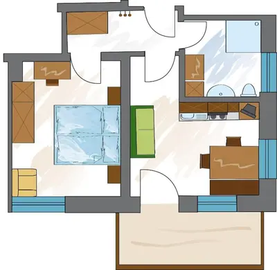 a floor plan of a house with boxes at Appartements Schusterbauer in Naz-Sciaves